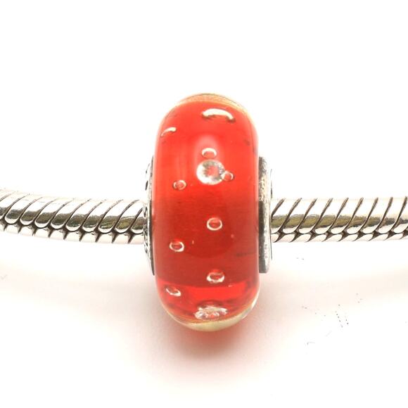 Authentic PANDORA Red Effervescence Glass Murano Charm - 791631CZ - Picture 1 of 10